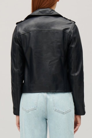 Veste en cuir - Bleu marine