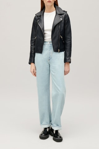 Veste en cuir - Bleu marine