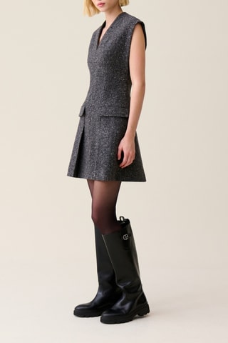 Robe droite en soie - Gris foncé