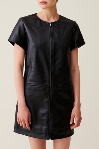 Robe droite en cuir - Noir