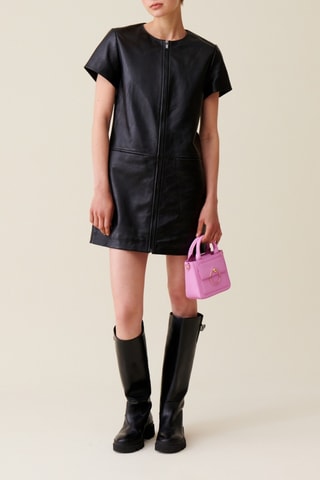 Robe droite en cuir - Noir