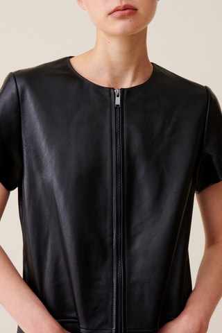 Robe droite en cuir - Noir