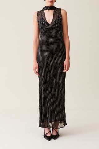 Robe longue en soie - Noir