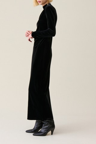 Robe longue en velours - Noir