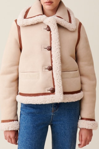 Veste en peau lainée - Beige