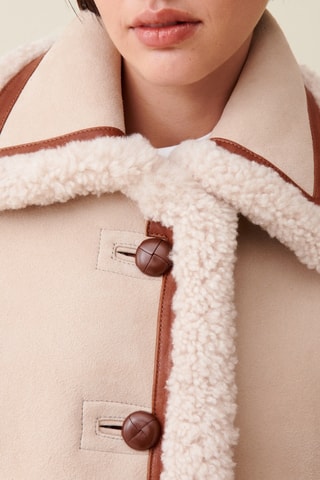 Veste en peau lainée - Beige