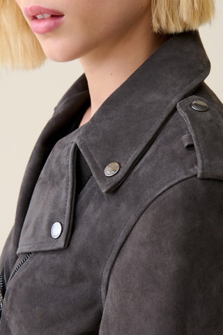 Veste en cuir de chèvre - Gris foncé