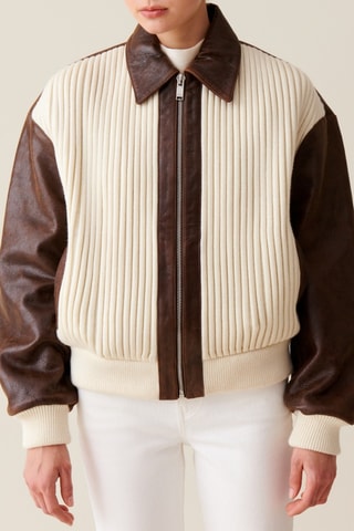 Veste en cuir - Ecru