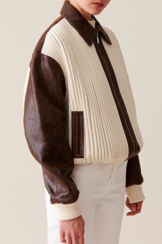 Veste en cuir - Ecru