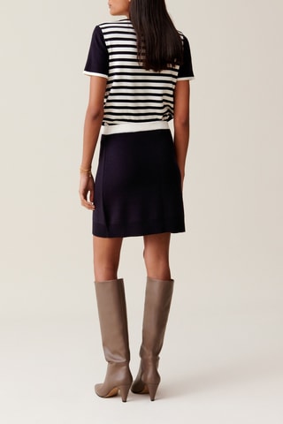 Jupe droite en laine - Bleu marine