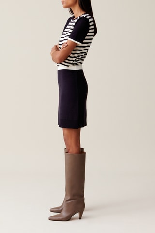 Jupe droite en laine - Bleu marine