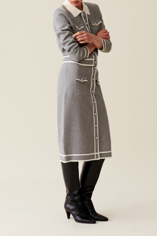 Jupe droite taille haute - Gris