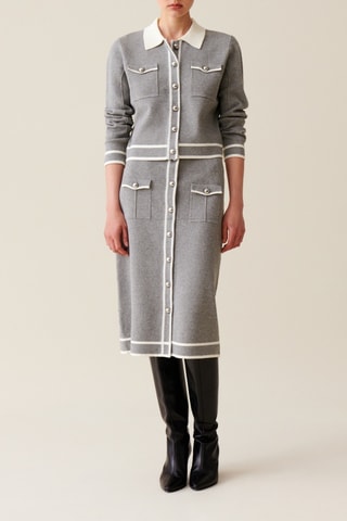 Jupe droite taille haute - Gris