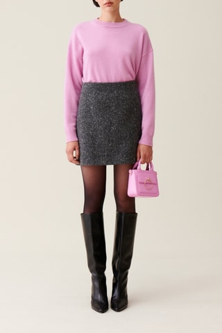 Jupe droite en laine et soie - Gris foncé chiné