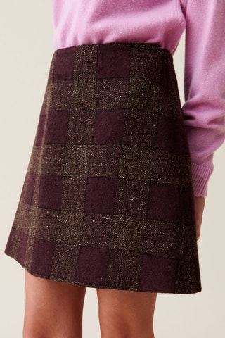 Jupe droite en laine et soie - Marron