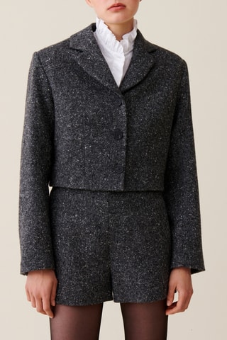 Blazer en laine et soie - Gris chiné