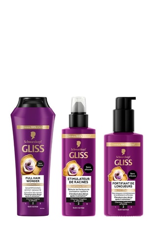Shampoing, fortifiant de longueurs et stimulateur de racines Gliss Schwarzkopf - 250 ml, 100 ml et 100 ml