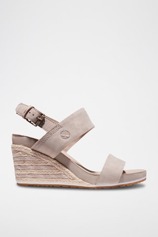 Sandales compensées en cuir Beige