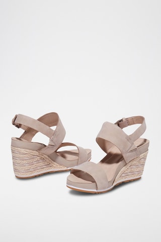 Sandales compensées en cuir Beige