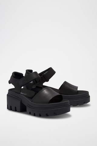 Sandales à talons en cuir - Noir