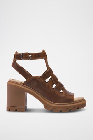 Sandales à talons en cuir - Marron