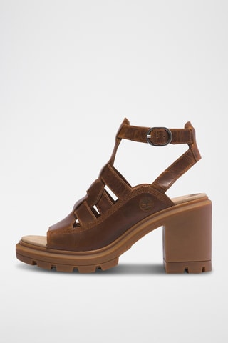 Sandales à talons en cuir - Marron