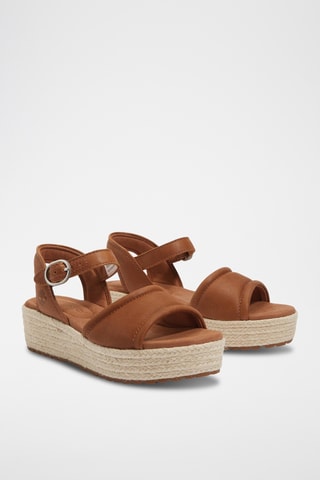 Sandales plateformes en cuir - Marron