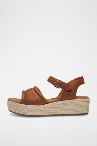 Sandales plateformes en cuir - Marron