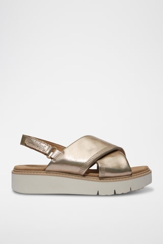Sandales plateformes en cuir - Doré