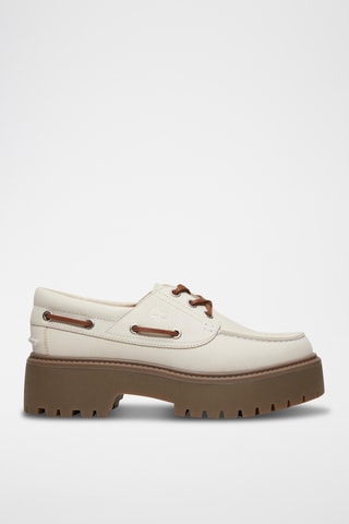 Chaussures bateau plateformes en cuir - Blanc