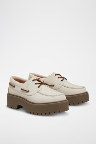 Chaussures bateau plateformes en cuir - Blanc