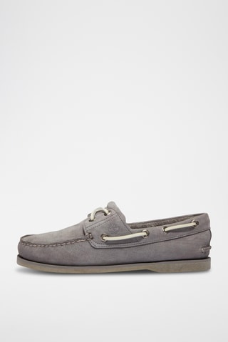 Chaussures bateau en cuir - Gris