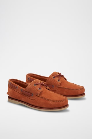 Chaussures bateau en nubuck - Orange