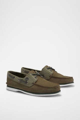 Chaussures bateau en cuir - Kaki