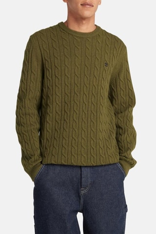 Pull en laine Cable - Vert olive