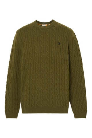 Pull en laine Cable - Vert olive