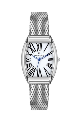 Reloj de cuarzo de acero - Plateado y blanco