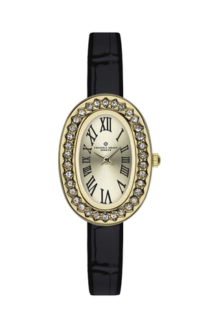 Reloj de cuarzo de piel - Negro y dorado