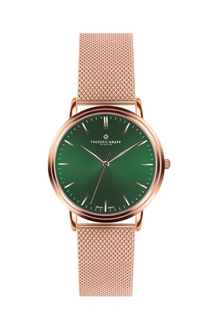Reloj de cuarzo de acero - Rosa dorado y verde - Frederic Graff