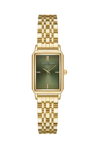 Reloj de cuarzo de acero - Dorado y caqui - Frederic Graff