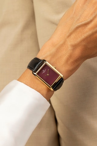 Reloj de cuarzo de piel - Negro y dorado - Frederic Graff