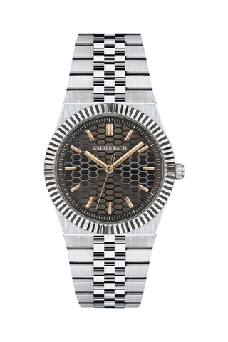 Montre à quartz en acier - Argenté et noir