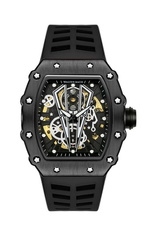 Reloj automático de silicona - Negro y plateado - Walter Bach