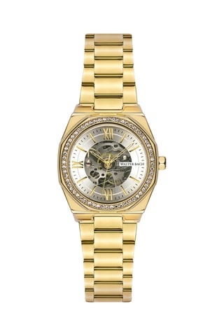 Reloj automático de silicona y chapado en ion de oro amarillo - Walter Bach