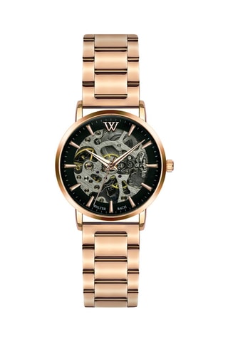 Reloj automático de acero - Rosa dorado y negro - Walter Bach