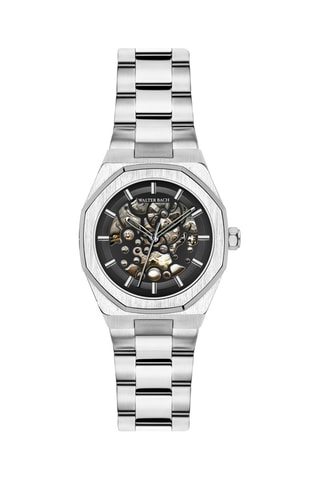 Reloj automático de acero y chapado en ion de plata Alzey - Plateado y negro - Walter Bach