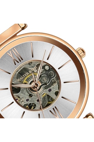 Reloj automático de acero inoxidable chapado en ion de oro rosa - Rosa dorado y plateado - Walter Bach