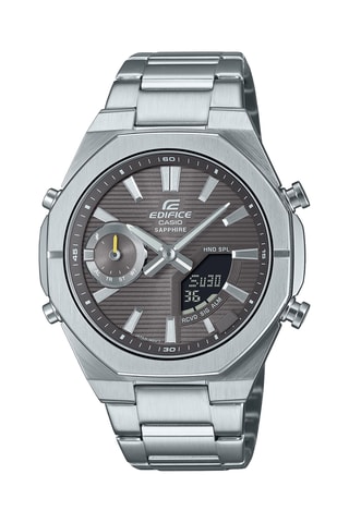 Relógio analógico-digital em aço - Cronómetro - Prateado e cinzento