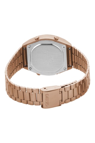 Relógio digital em aço com revestimento iónico cor camel - cronómetro