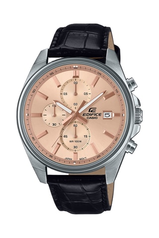 Relógio de quartzo em couro - Cronógrafo -  Preto e prateado